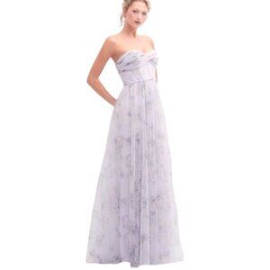 Dessy Collection Pastel Floral Strapless Maxi Dress